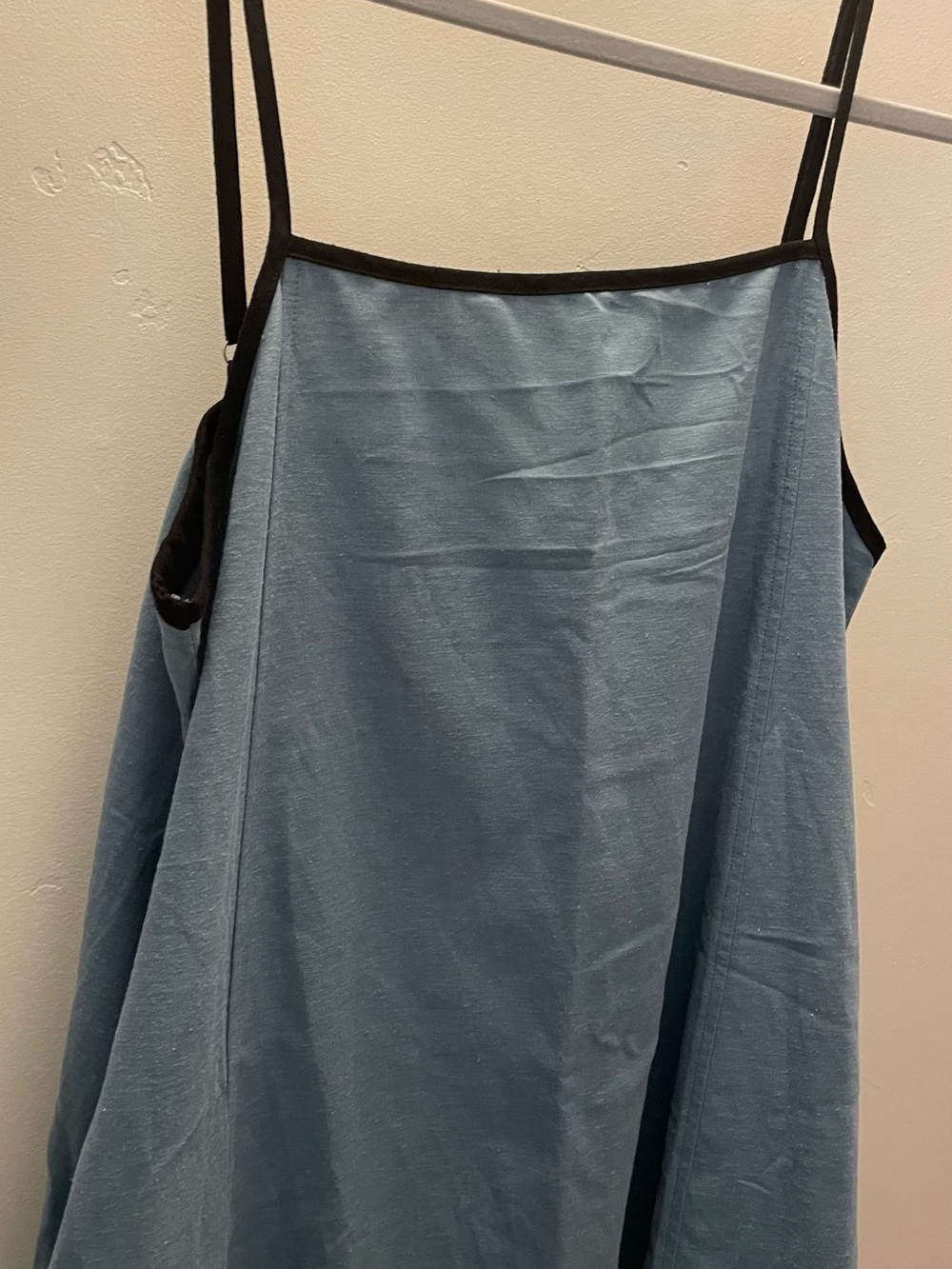 Stylish Blue Maxi Dress with Black Trim - Women's Slip Dress
